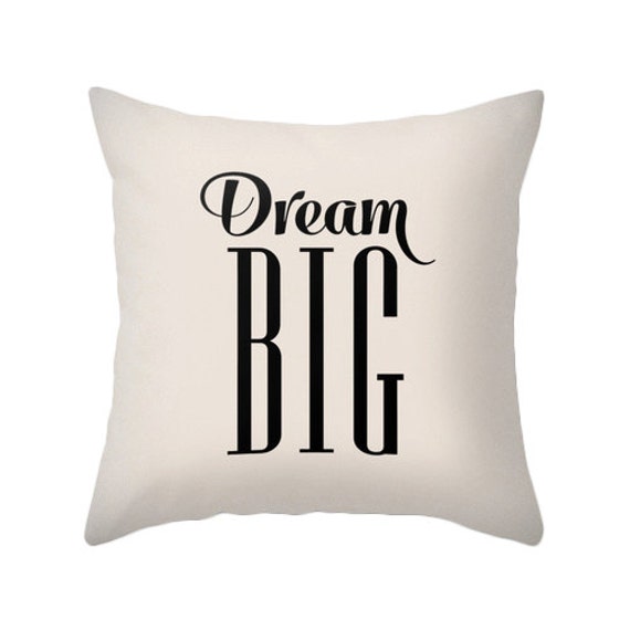Dream big throw pillow Light cream cushion Nursery cream
