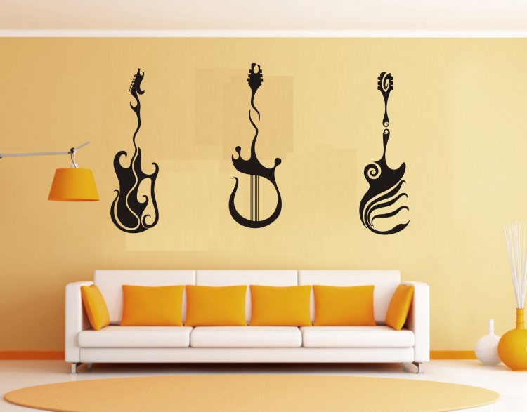 Set of unique guitars wall decal Guitar wall by Transformyourwall