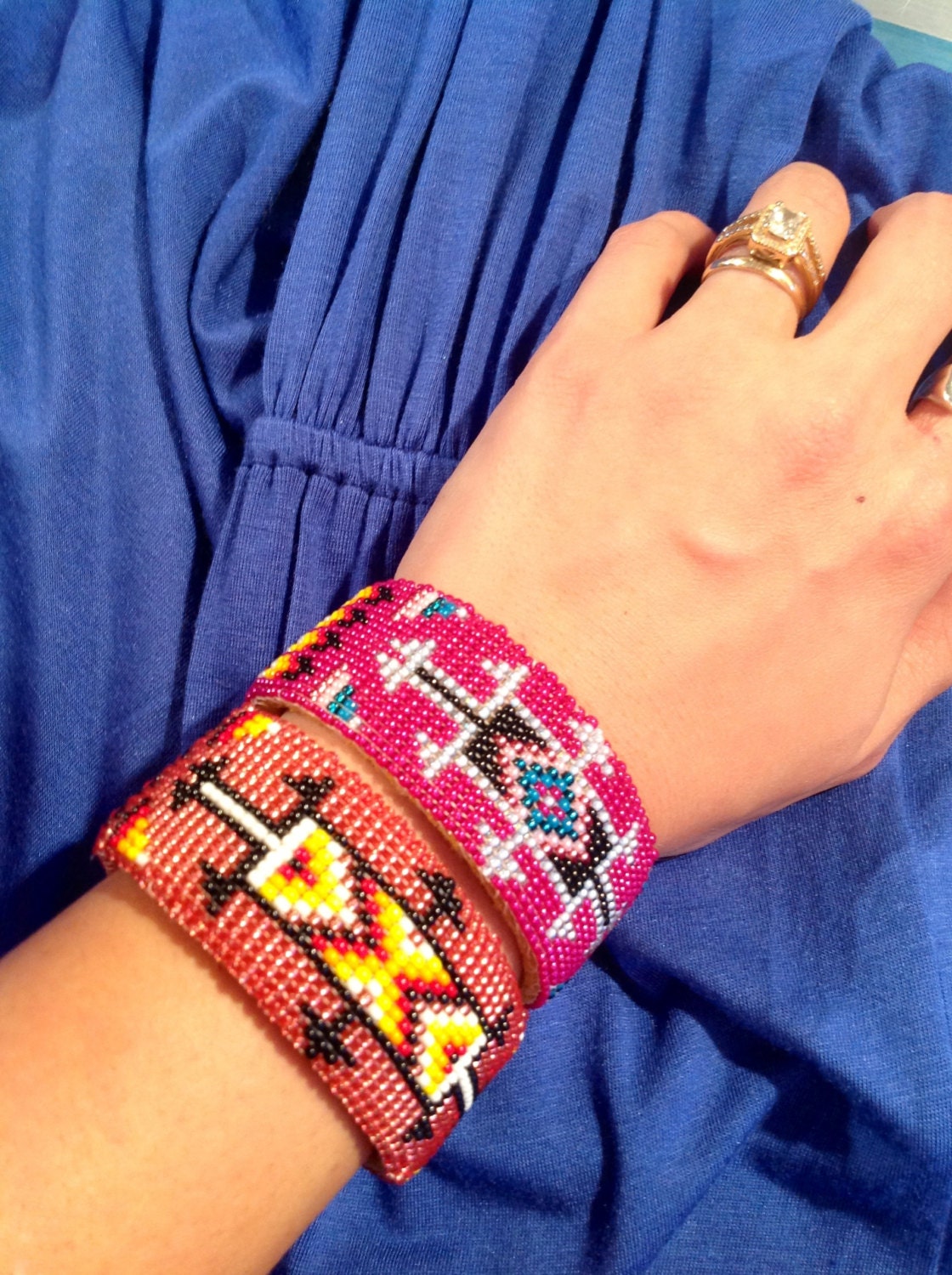 Vintage Native American beaded cuff bracelet