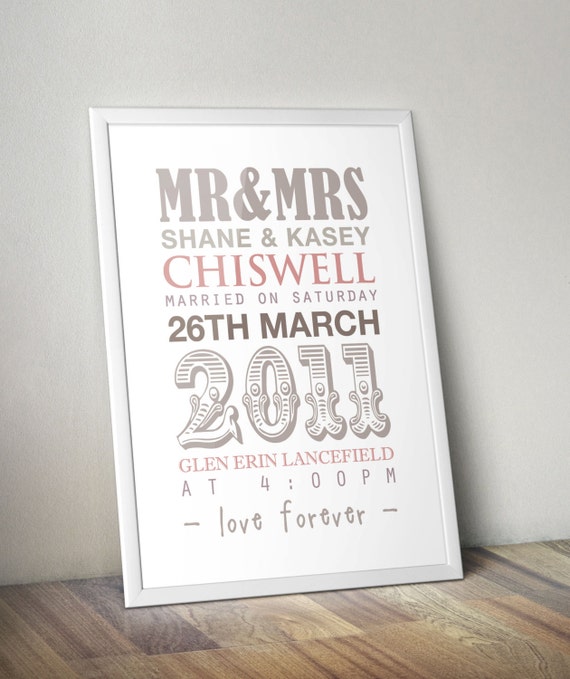  Wedding Gift Personalised Wedding Print Custom Wedding 