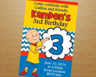 Caillou Birthday Invitation - Caillou Invitation - Caillou Invite - Printable Invitation - Digital