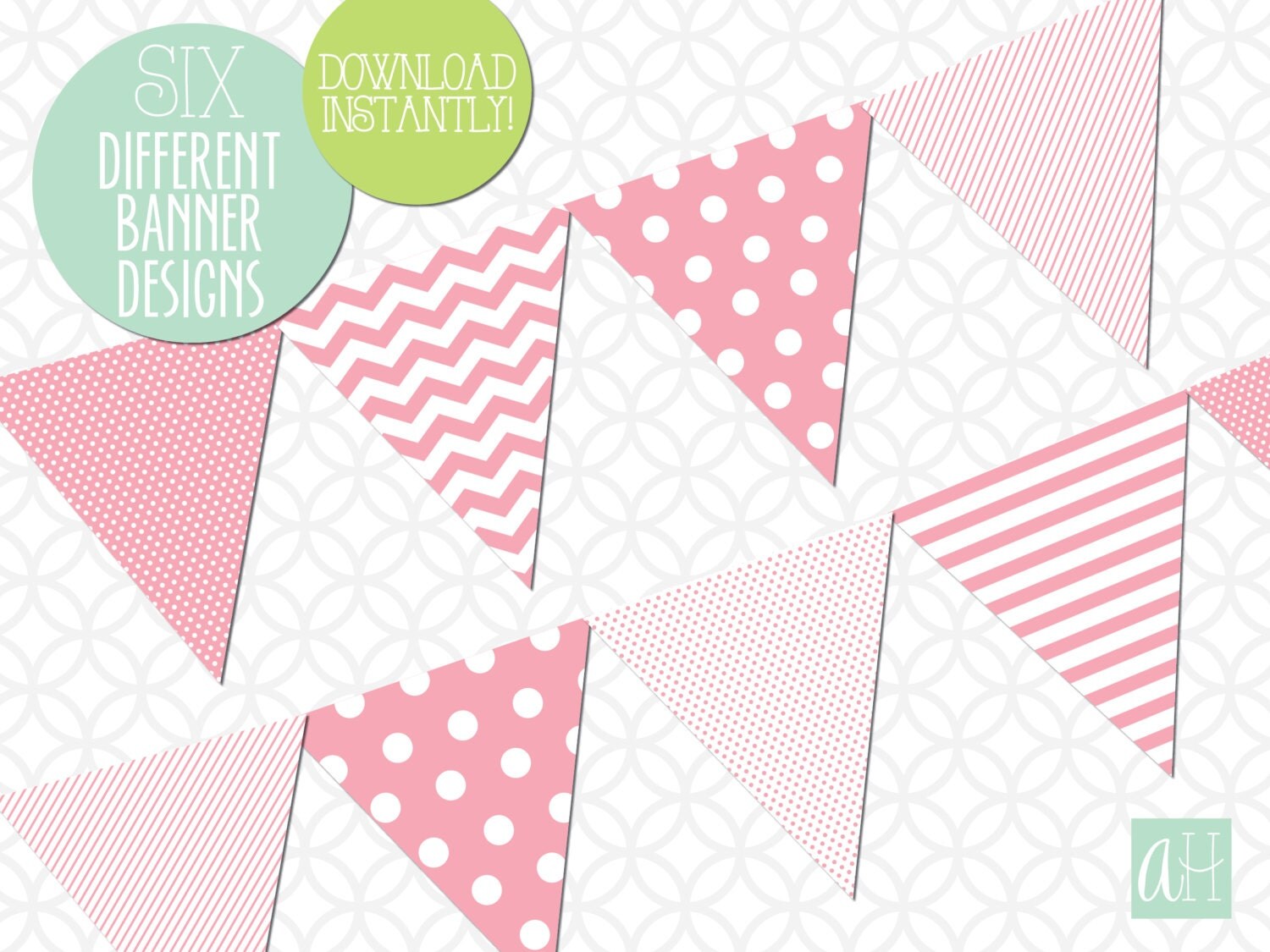 Printable Assorted Pennant Flags: Lipgloss Pink by ArtfulHappiness