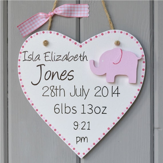 Personalised new baby plaque. Personalised baby girl gift and