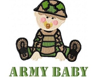Army Baby Embroidery Design in 3 Sizes - Instant Download