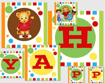 DIY Printable Daniel Tiger Party Happy Birthday Banner + Name + Age