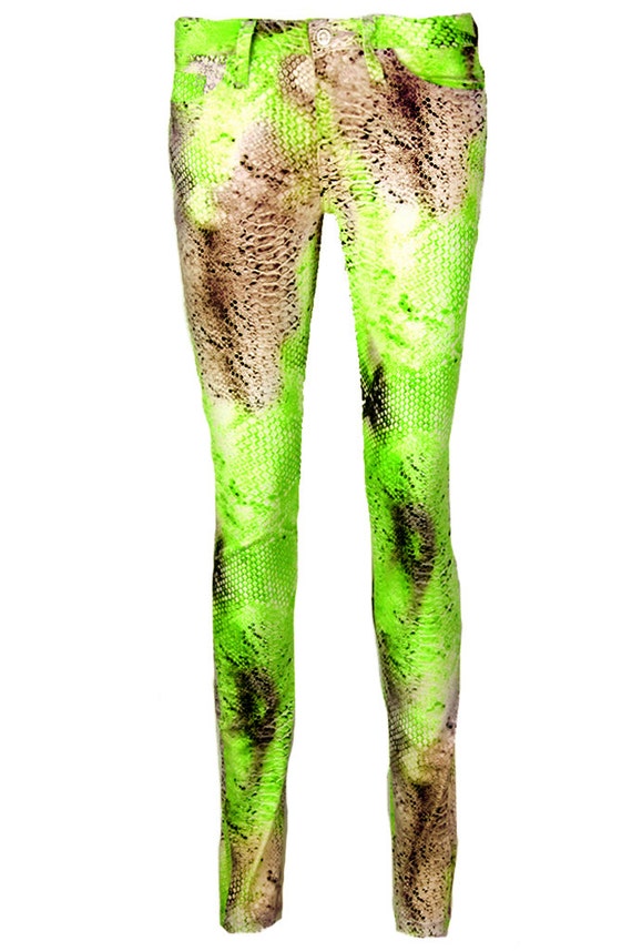 green snakeskin trousers