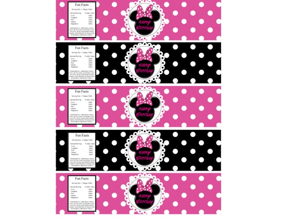 Minnie Mouse Water Bottle Labels Template