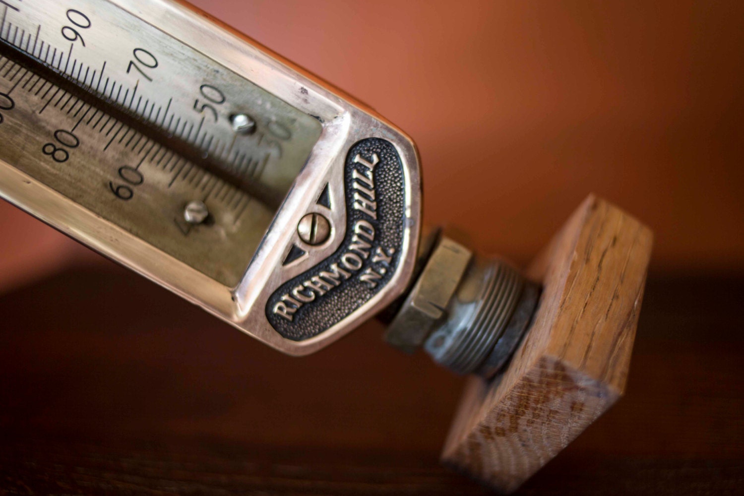 Temperature Gauge Vintage Brass by Moeller Instrument Co.