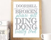 Popular items for doorbell broken sign on Etsy