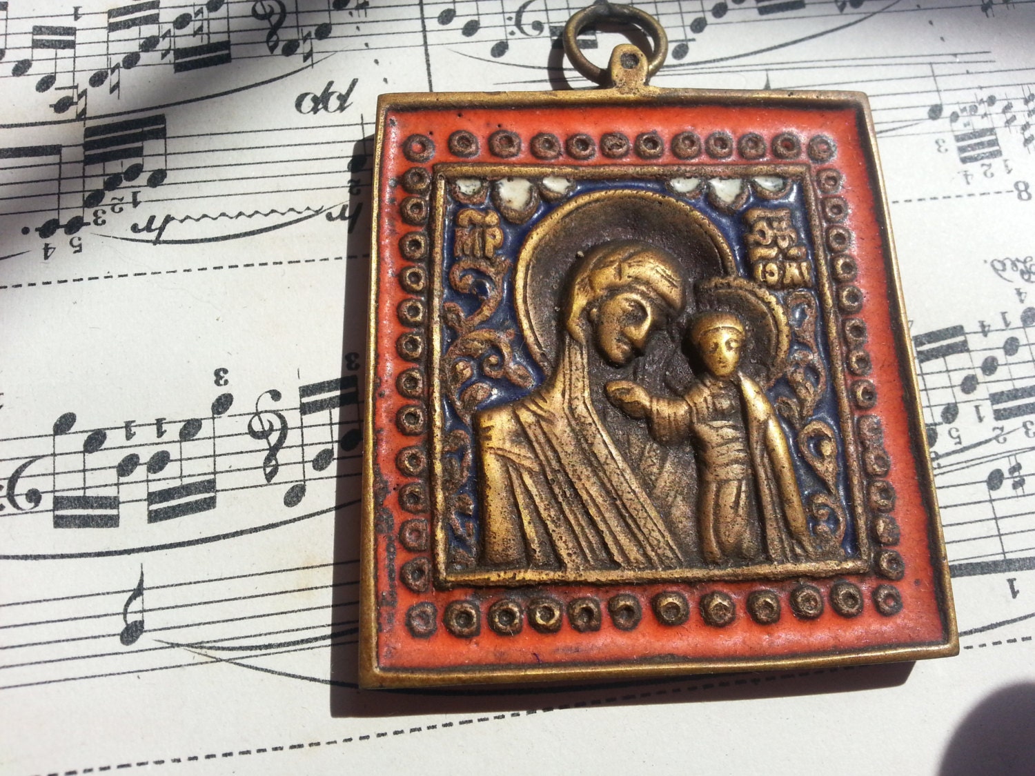 Christian Religious Pendant. Lovely Large Jewelry Piece.