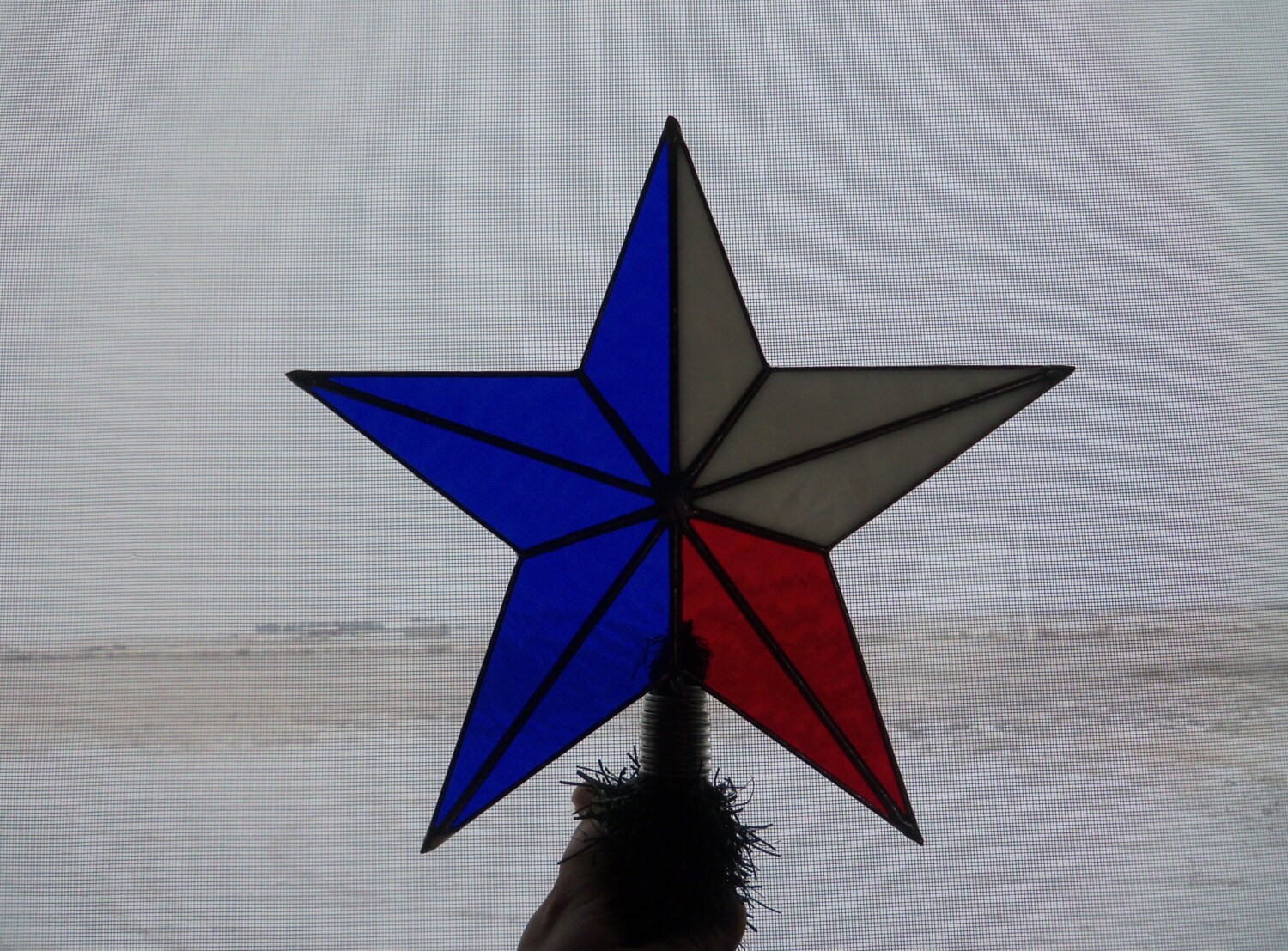 Stained Glass Texas Star Patriotic Christmas Tree by cityfreeglass