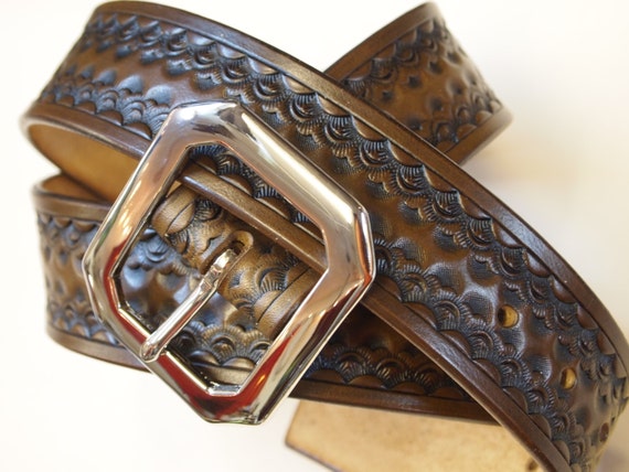 Leather Belt Custom Hand Tooled made in New York City