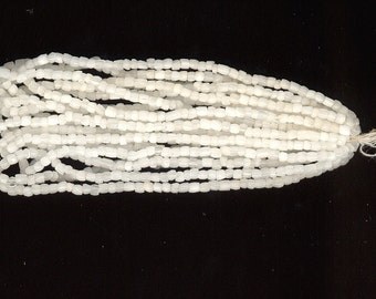 3 Inch Hank Vintage White Satin Glass Seed Beads Approx. 15BPI 10-6 Inch Strands SB11