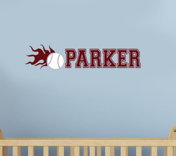 Baseball Decal Boys Name Wall Decal Baseball by HouseHoldWords