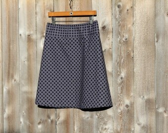 Black and Gray Polka Dot A-Line Skirt, Ta Dot in Ebony, Simple A-line Skirt, Hip Sizes 30-56 inches