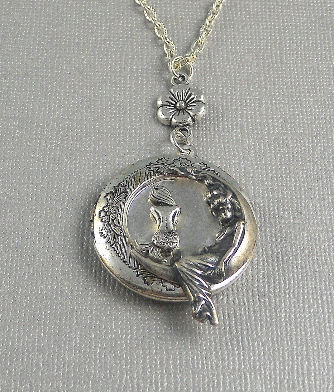 Mermaid Moon Locket Mermaid Locket Moon Goddess Silver