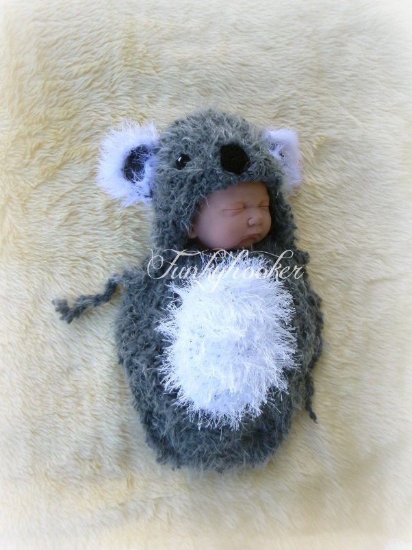 Baby Koala Set Hat & Pouch PHOTO PROP size NEWBORN