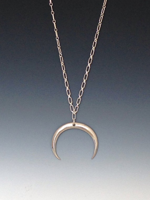 y symbol hand meaning Crescent Inverted Silver Moon Sterling Pendant