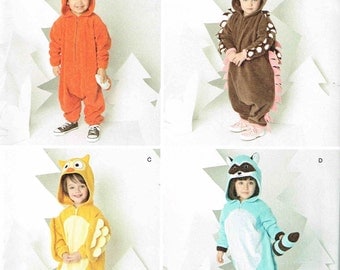 Baby Fox hedgehog Owl or Raccoon Toddlers Infants Children Animal Halloween Costume Sewing Pattern Simplicity 1351 Size 1/2 1, 2