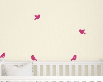 ON SALE Little Birds Wall Decals - Set of 8 - Nursery Wall Decal - Children Vinyl Decals