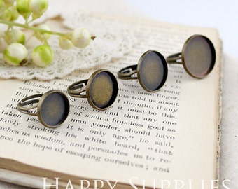 10Pcs 19mm Adjustable Antique Brass Plated 14mm / 16mm / 18mm / 20mm Ring Base