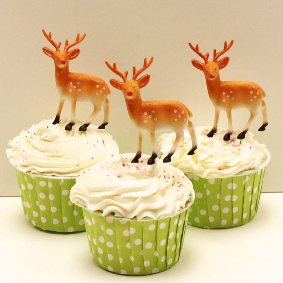 Deer Cupcake Toppers 8 Large Deer Cupcake Picks by ThePartyFairy