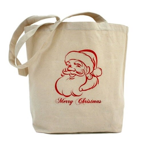 Christmas Tote Cotton Canvas Tote Bag Santa Tote Bag