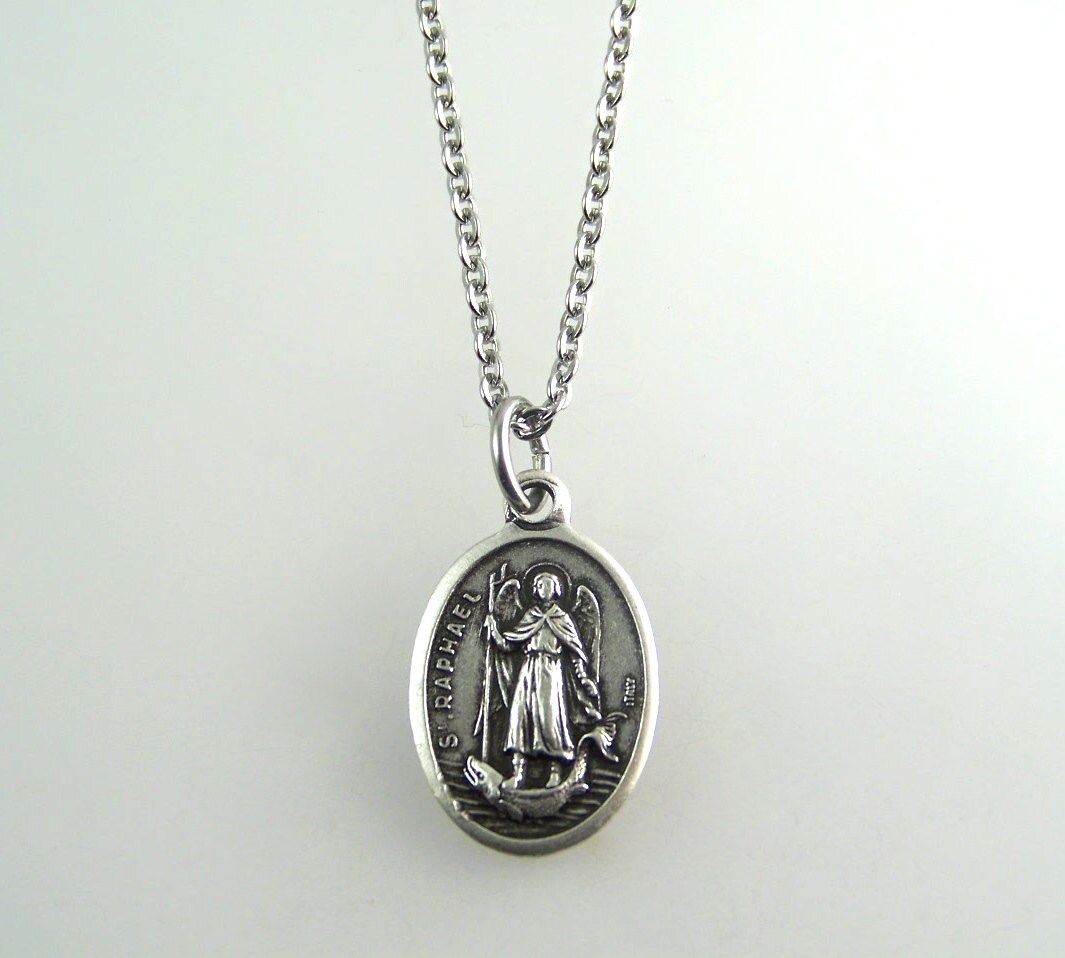 Saint Raphael the Archangel Medal Necklace by HopeFaithAndBeads