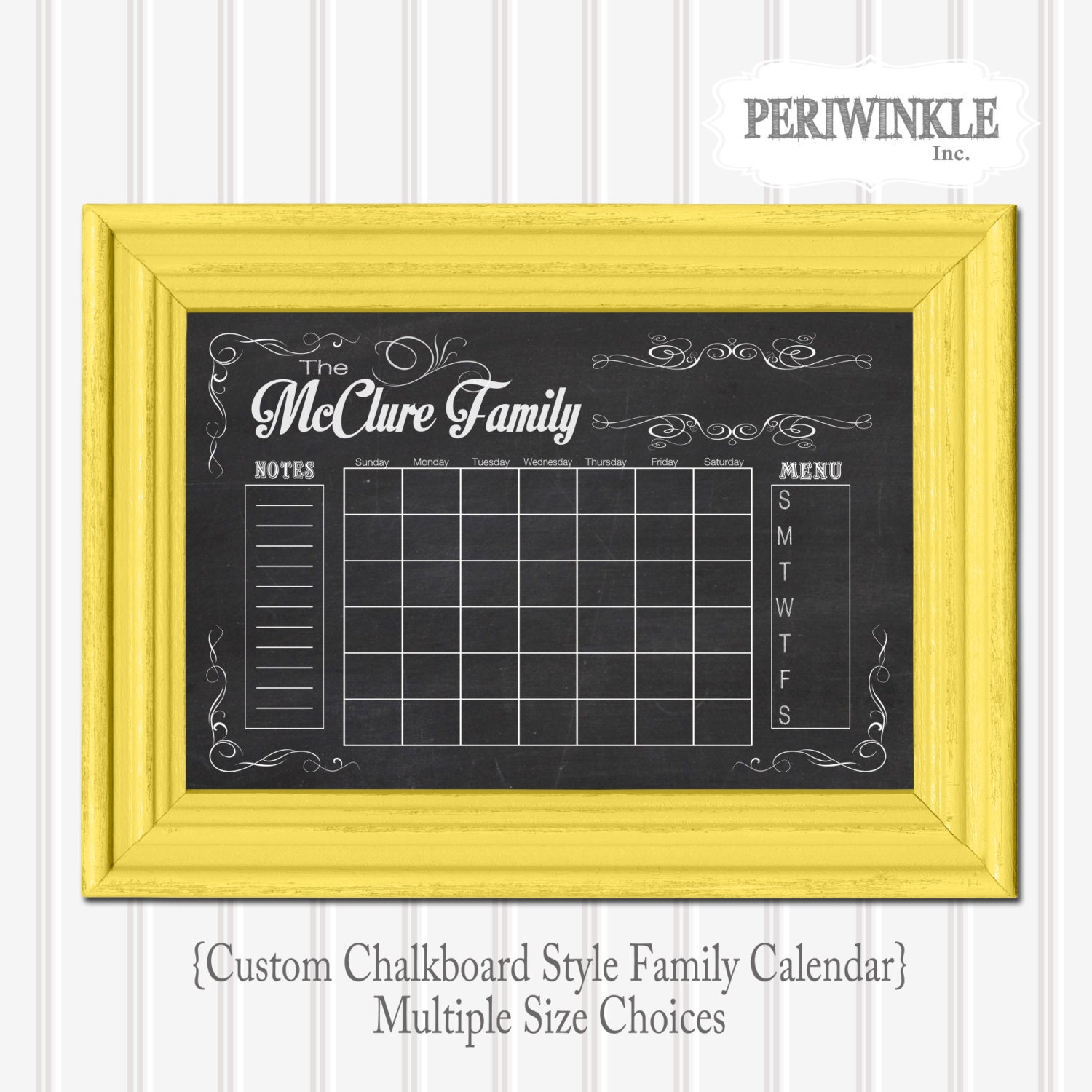 Chalkboard Calendar Printable Fully Cutomizable Mulitple Sizes