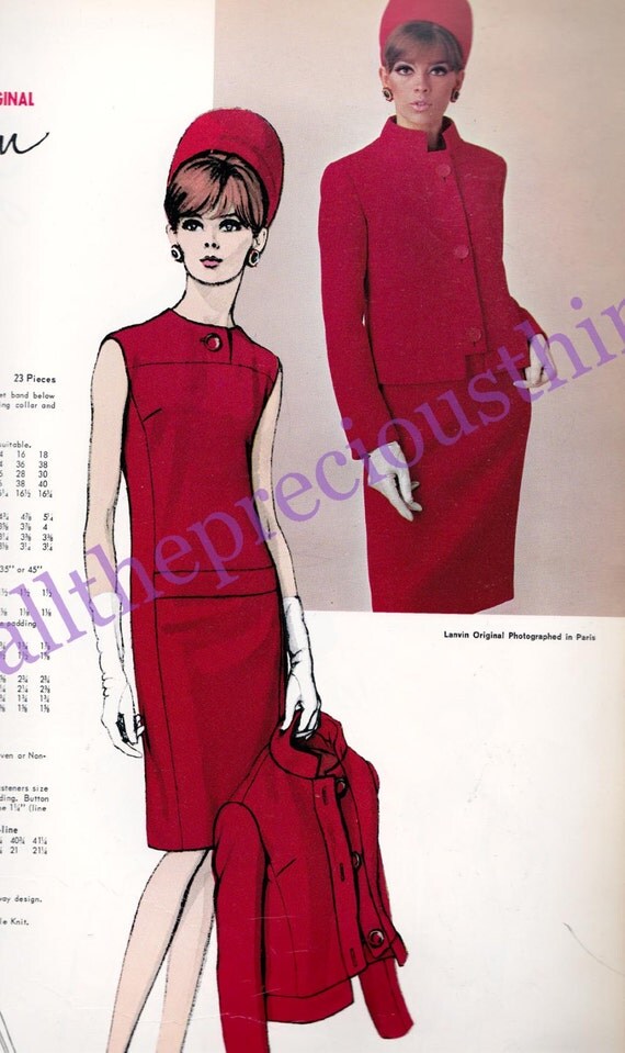 australia dress evening vogue patterns 60s LANVIN Evening Original Mod Pattern & Vogue Dress Paris Jacket