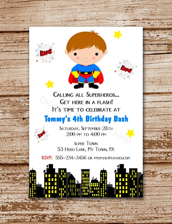 Superhero Invitation for Boys | Personalized | Super Hero Choices (Printable) Il_570xn