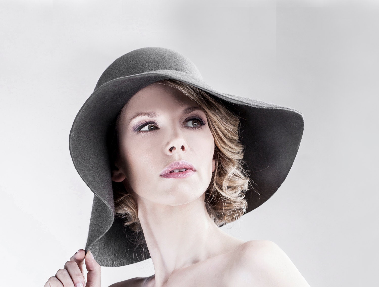 grey floppy wool hat