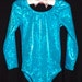 Children's / toddler's leotard, dancewear, swimwear, ballet costume long sleeve Holograph metallic peacock blue