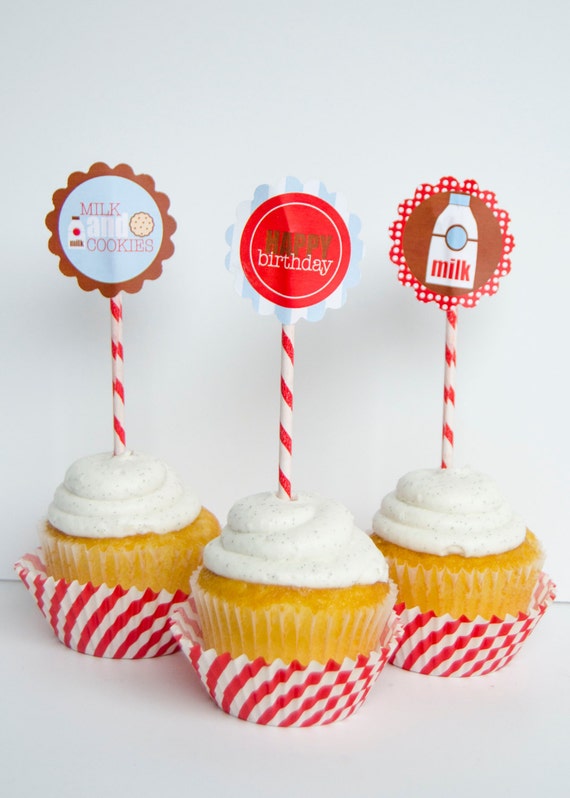 Milk & Cookie Party PRINTABLE Party Tags (INSTANT DOWNLOAD) by Love The Day Il_570xn