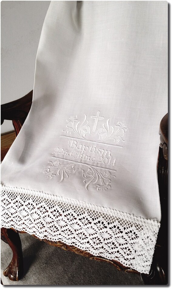Baptizm Christening blanket personalized with name cross