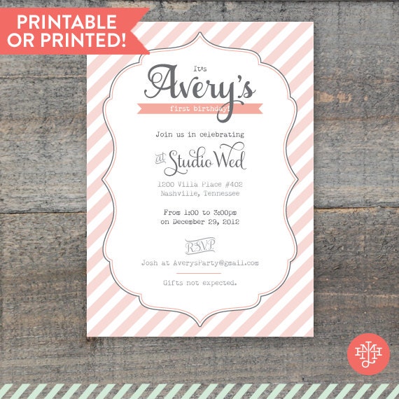 Items Similar To Avery Birthday Party Invitations Printed Or