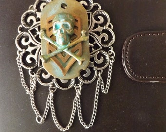 Steampunk skull kindle, Skull kindle case, Ebook reader case, steampunk case, Pirate theme, pirate kindle case