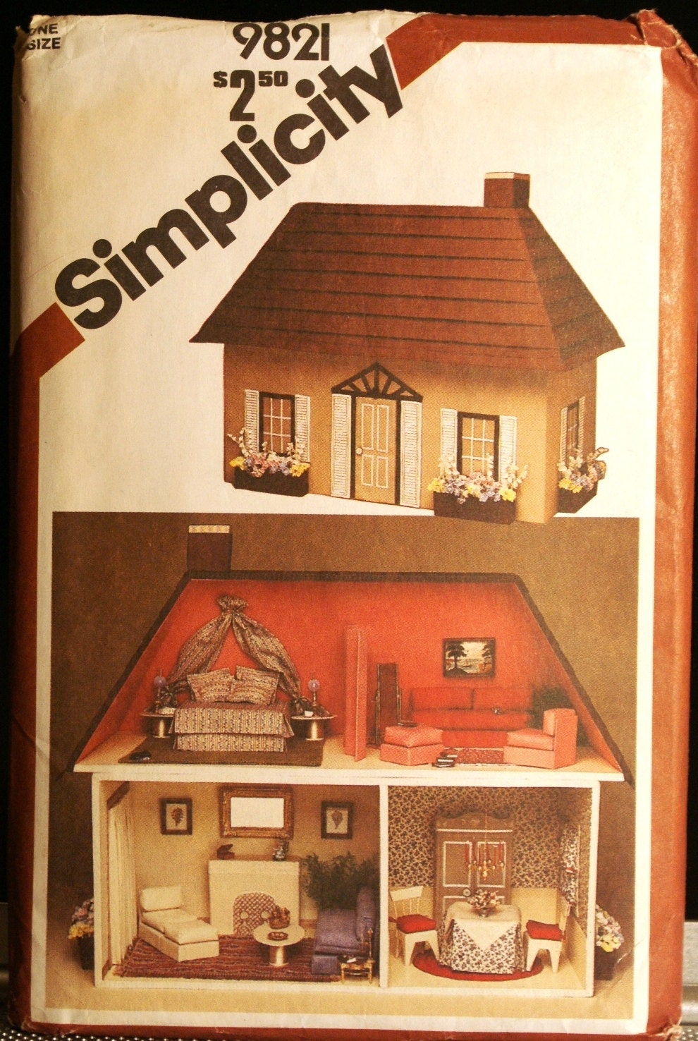 Pattern 9821 Simplicity 9821 Doll House 20.5″ x 27″ x 13″ and Furniture Sewing ...
