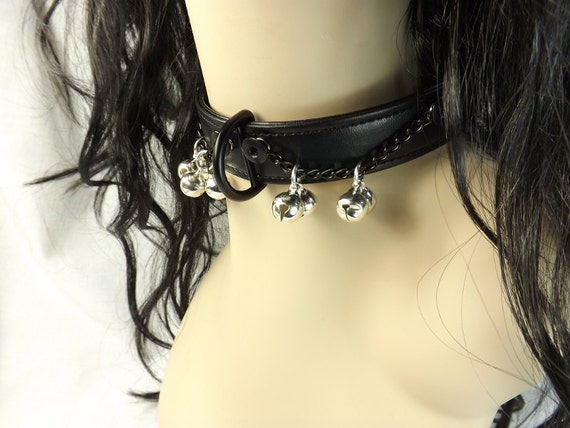Black Leather Bdsm Collar D Ring Bondage Collar Mature Slave