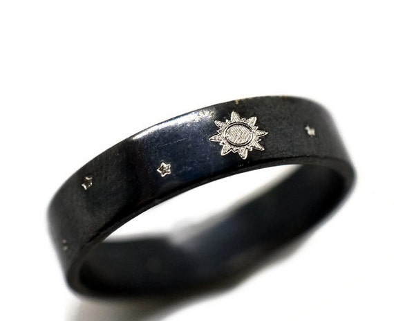 star moon wedding rings