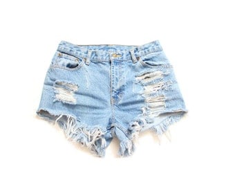 All Sizes Destroyed Ripped Trashy Distress Daisy Dukes Custom Made High Waist Short Plus Sizes