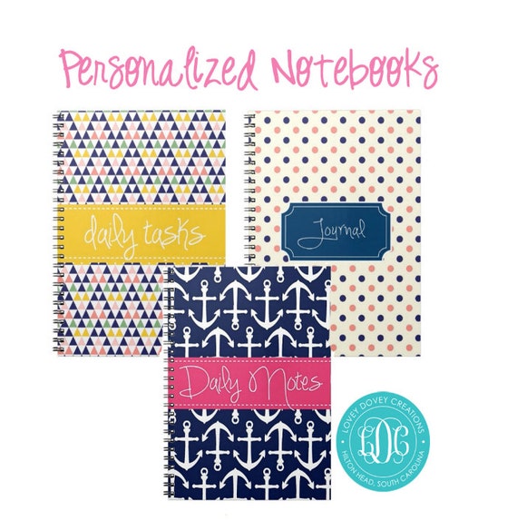 Items similar to Set of 3 Personalized/ Custom Notebook Preppy