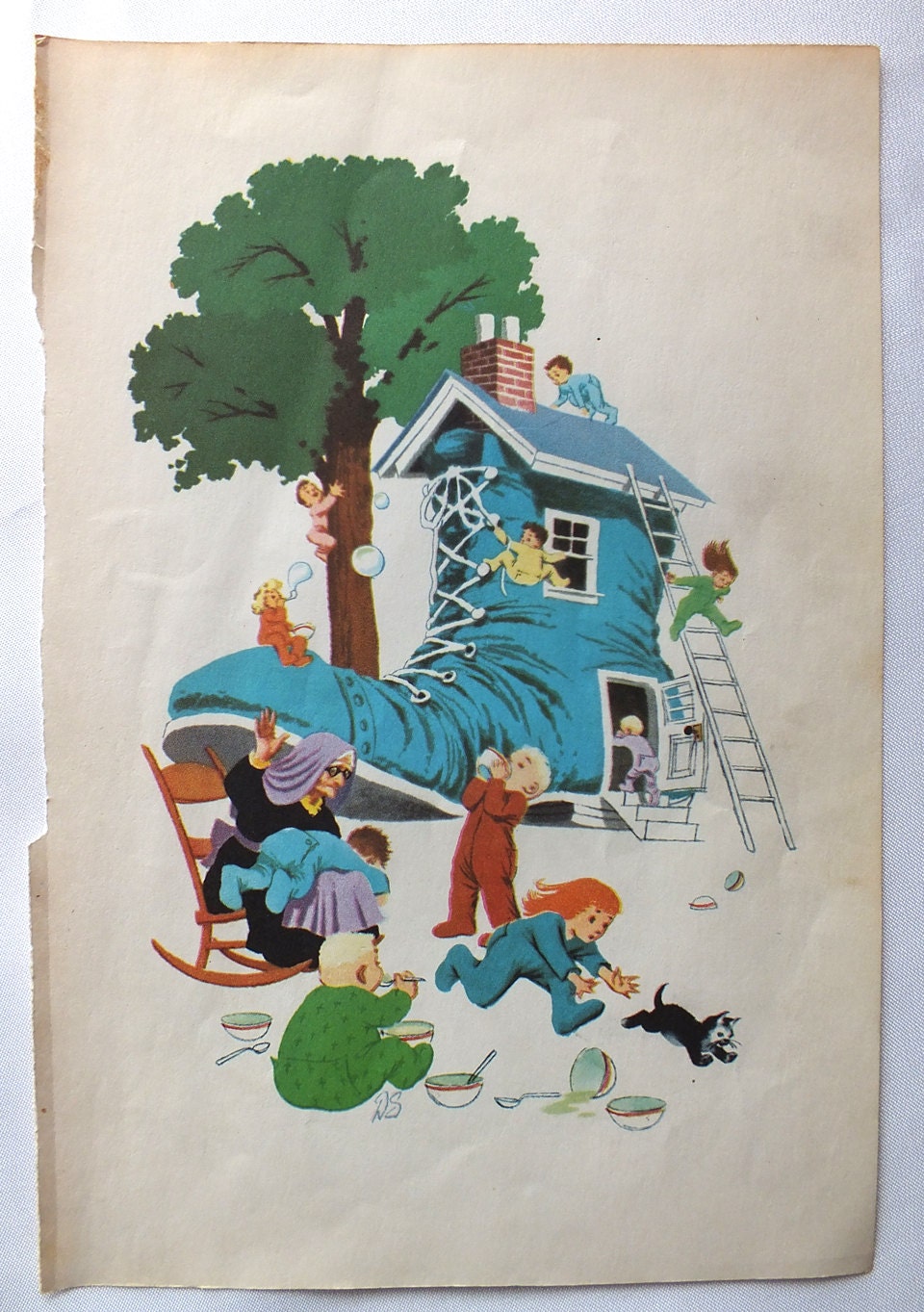 Vintage Nursery Rhyme Page Illustrations and Rhymes Altered