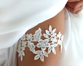 Lace Garter, Wedding Garter, Garter Belt, Bridal Garter, Lace Garter, Ivory Garter, Lace Wedding Garter, Garter Set, White Garter : ELIZA