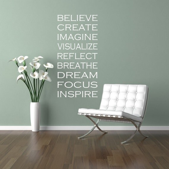 Wall Decal Words of Inspiration, Meditation, Yoga Decals, Subway Art, Typography