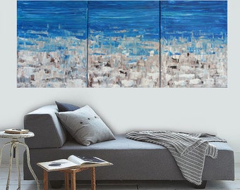MADE TO ORDER: Ocean Beach Abstract Textured Art Multi Panel Large Room Landscape Art by MyImaginationIsYours