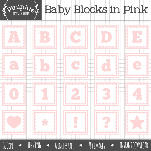 Pink Baby Blocks ClipArt ABC's Baby ClipArt Baby Girl