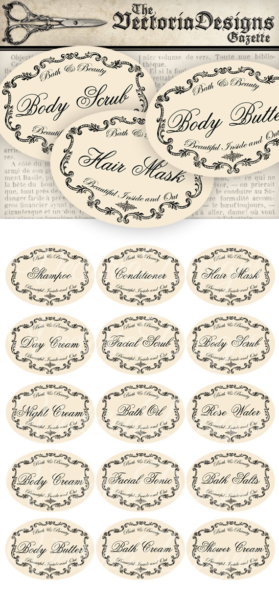 Bath and Beauty Labels instant download printable images