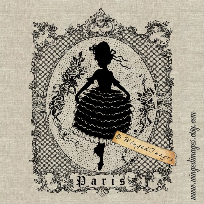 French Lady Silhouette. Instant Download Digital Image No.183