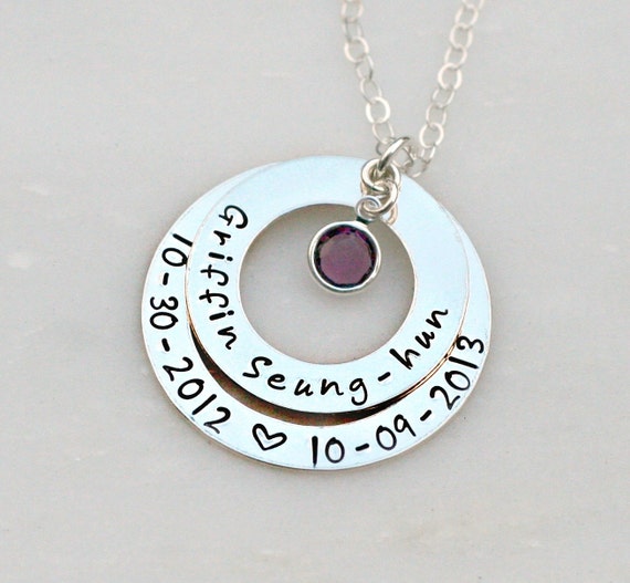 Personalized Necklace Adoption Necklace Double Washer